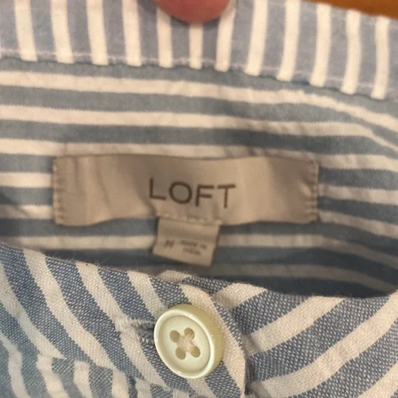 Ann Taylor Loft NWT midi dress long sleeve lightweight pinstripe seersucker - Picture 8 of 12